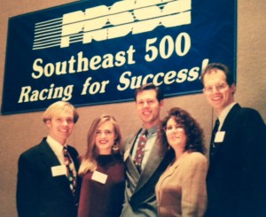Photo courtesy of Mary Beth West, APR From Left to Right: Travis Parman (University of Tennessee, 1994-95 PRSSA National President), Mary Beth West, Mike Neumeier (University of Florida, 1992-93 PRSSA National PResident), Kimberly Dickson (Rowan University, 1993-94 PRSSA National President), Ted Lund