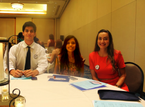USMP PRSSA Chapter members (left to right) President César Zapata, Vide President Paola Valdez and Professional Adviser Carolina Spell at the PRSSA 2016 Leadership Rally.