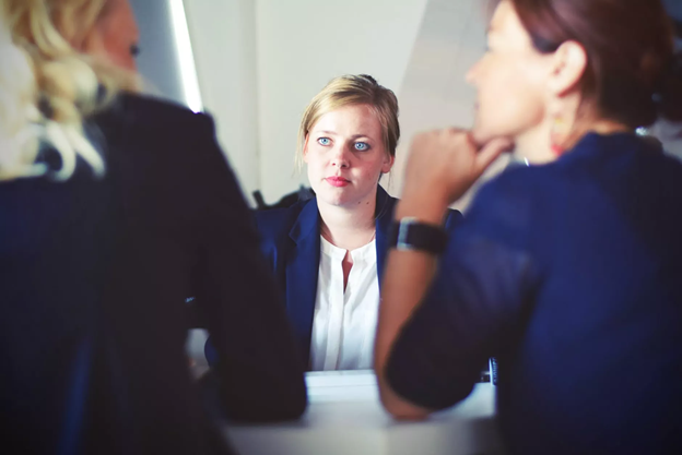 Stock photo of a person in a meeting